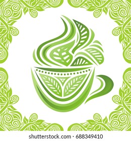 Green tea. Vector illustration.