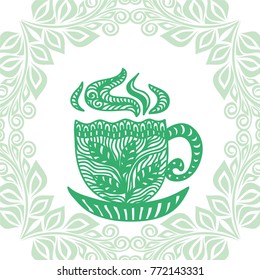 Green tea. Vector illustration.