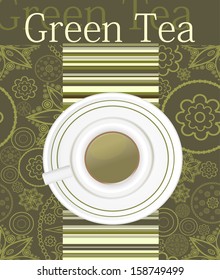 Green tea. Vector tea menu. Tea time template.
