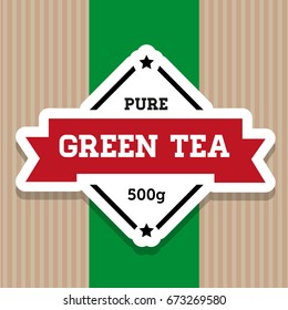 Green Tea vintage stamp label vector