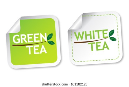Green tea and White tea stickers