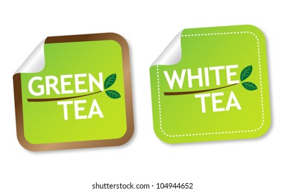 Green tea and White tea stickers