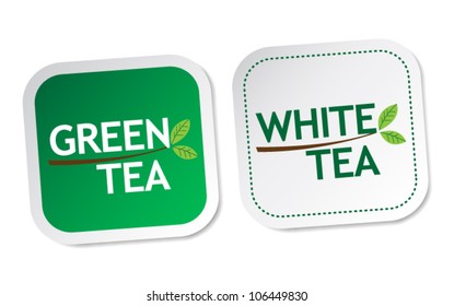 Green tea and White tea stickers