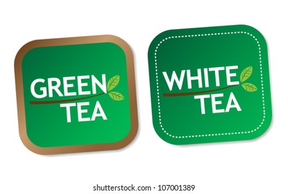 Green tea and White tea stickers