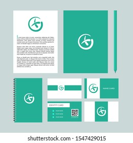 Green Teal Letter, Notebook, and Name Cards