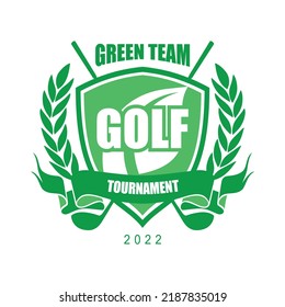 Green team golf tournament vector logo illustration