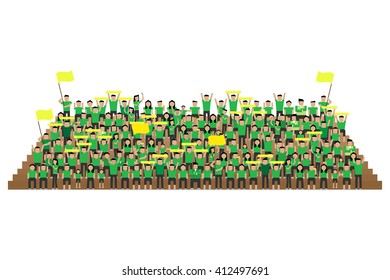 green team supporter sport fanclub on stand