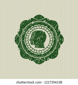 Green team work icon inside rubber grunge texture seal