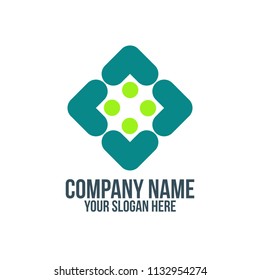 green teamwork abstract company logo concept