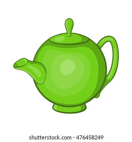 Green teapot icon in cartoon style on a white background
