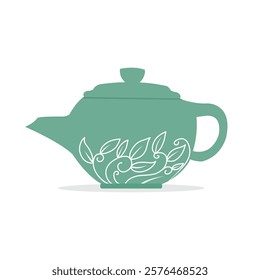 Green teapot illustration traditional culture	