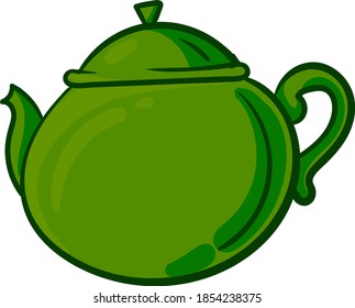 Green teapot, illustration, vector on white background