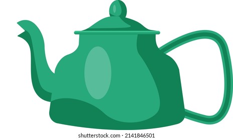 Tetera verde, ilustración, vector sobre un fondo blanco.