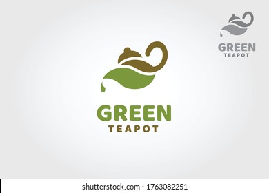 Green TeaPot Vector Logo Template. A nice of drinking product related illustration, logos or packaging designs, eco community, spa and wellness center, life coach, yoga class etc.