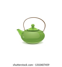 green teapot vector on white background