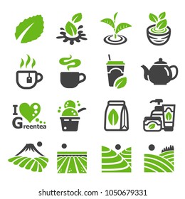 green tea,tea icon set