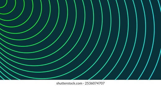 Tecnologia verde bg, fundo de tecnologia verde escuro, padrão de linha circular na arte vetorial da parede verde.