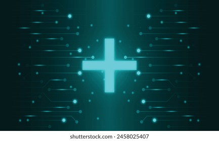 Green Tech Circuit Abstrakter Hintergrund mit Health Cross.