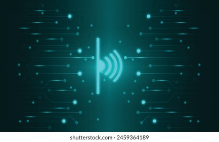 Green Tech Circuit Abstract Background with Sensor Icon.