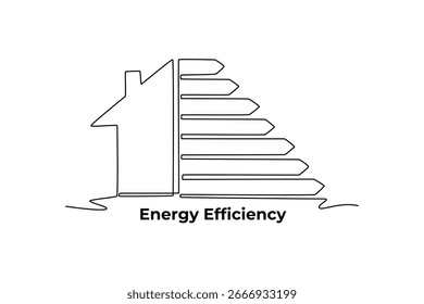 Green Tech concept. Single line draw design. Vector graphic illustration