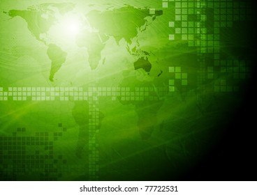 Green tech design with world map. Eps 10 vector