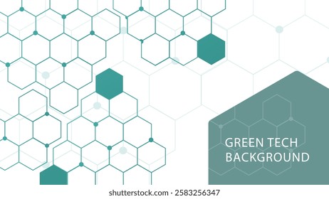 Green Tech hexagon shape on white color background. vector illustration