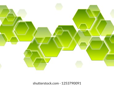 Green tech hexagons abstract geometric background. Vector design
