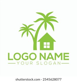 Green Tech Homes Green Logo Diseño de logotipo de Vector Imagen editable HOM Logo