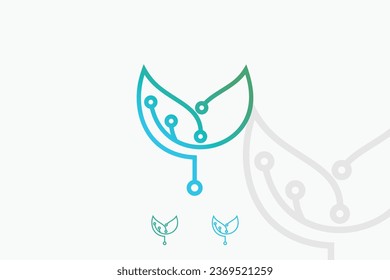 green tech logo design with technology concept