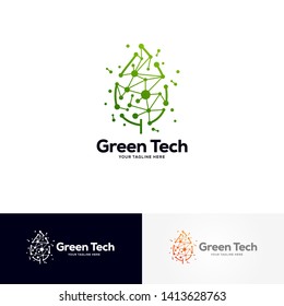 green tech logo designs template, creative technology logo symbol