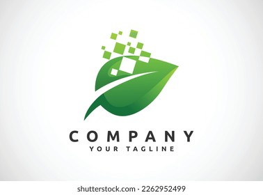 Green tech logo designs template, Creative nature technology concept logo symbol