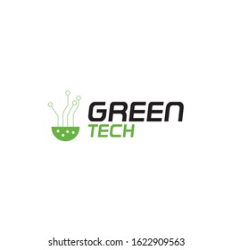 Green Tech Logo Template Design Vector, Emblem, Design Concept, Creative Symbol, Icon