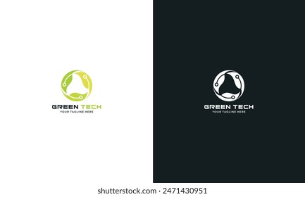 Green Tech Logo Template Design Vector, Emblem, Design Concept, Creative Symbol, Icon