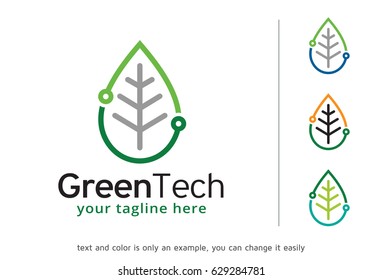 Green Tech Logo Template Design Vector, Emblem, Design Concept, Creative Symbol, Icon