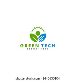 green tech logo template icon design vector illustration