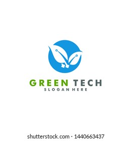 green tech logo template icon design vector illustration