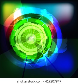 Green technical background with circles