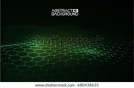Green technology background. Futuristic hexagon vector illustration. Futuristic hexagon vector illustration. HUD element.  3d landscape. Big data. Ppt webinar presentation bg for banner template.