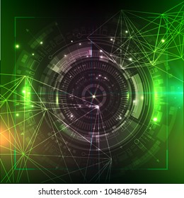 Green technology background. Futuristic vector illustration. HUD element. Big data