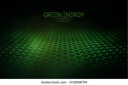 Green technology background for web. Cyber circles computer ecology and green technology. Hexagon background green abstract vector. EPS 10.