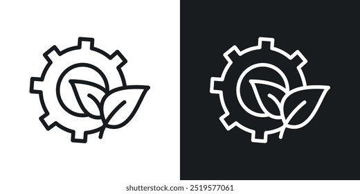 Green technology black and white icon.