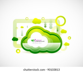 Green technology computer cloud vector background
