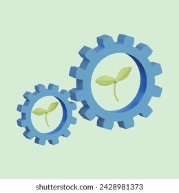 Green technology concept. Realistic 3d object cartoon style.