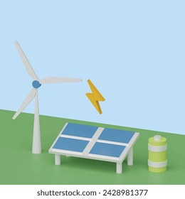  Concepto de tecnología verde. Estilo de dibujos animados de objeto 3D realista.