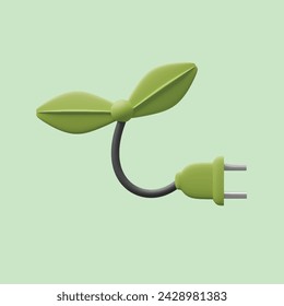 Concepto de tecnología verde. Estilo de dibujos animados de objeto 3D realista.