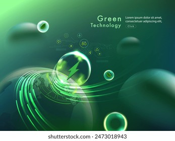 tecnología verde futurista y fondo de innovación. Tecnología del medio ambiente.Abstractas fondo de la tecnología.Ilustración vectorial.