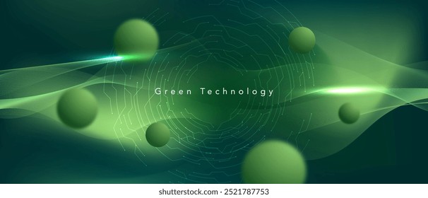 tecnologia verde futurista e inovação. Tecnologia ambiental.Fundo abstrato da tecnologia.Ilustração vetorial.