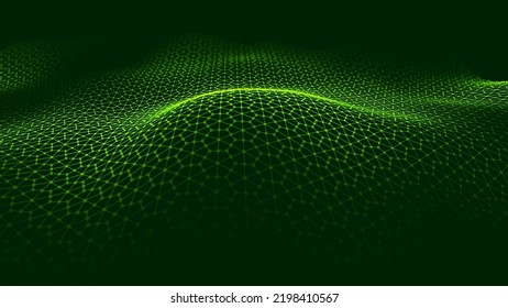 Green Technology Hexagon Grid Background. Cyber Computer Ecology and Green Technology Abstract Background. Hexagon Mesh Vector Illustration.