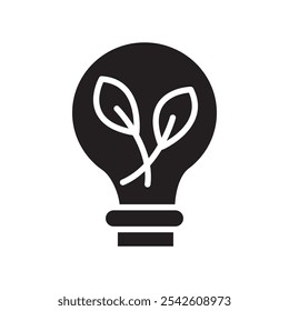 Green technology icon black and white vector sign
