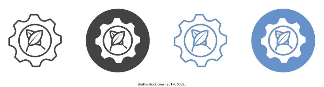 Green technology icon flat line symbol set.